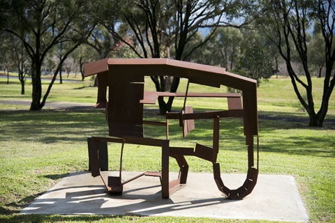 JAMES ROGERS, Grubbed 1991, steel. Gift of Macquarie University 2020. Photo by Effy Alexakis.