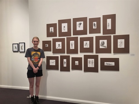 Highly-Commended-Drawing-Award-Rachel-Chaim-Year-12-JSCHS-pictured-with-her-artwork-Somethings-Wrong