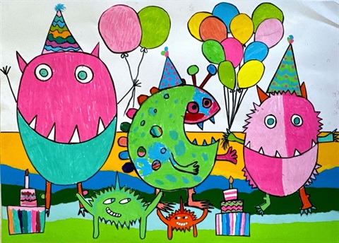 Monster Party artwork by Conargo Public School children