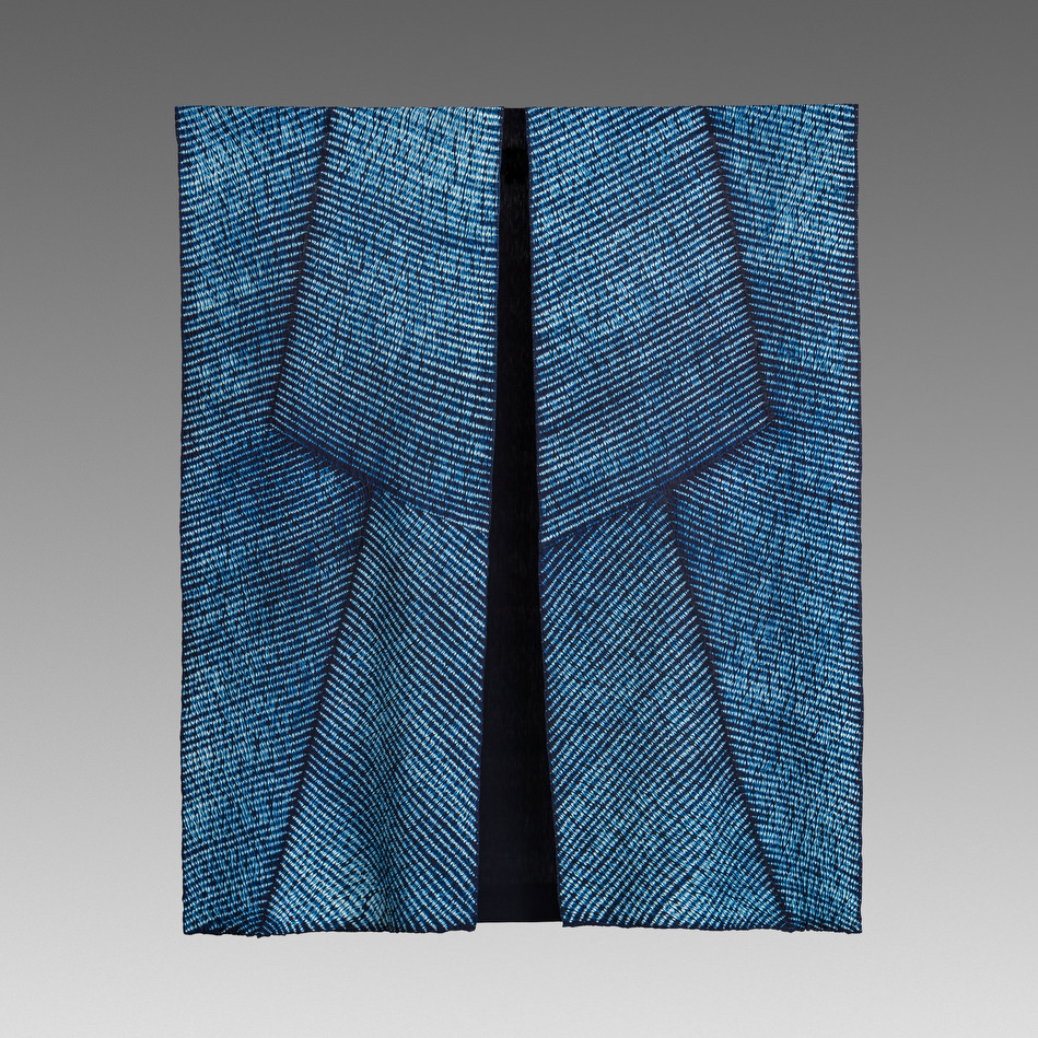 Keiko Amenomori-Schmeisser, NIghtfall, 2018, shibori, natural indigo dye on lined